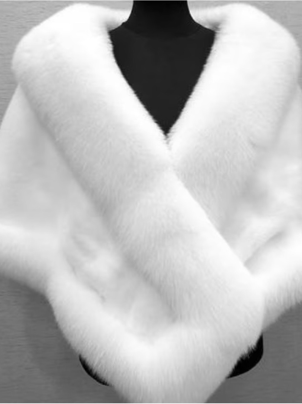 Luxurious White Faux Fur Shawl Wrap